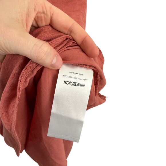 Anthropologie Puff Sleeve Wrap Mini Dress Linen Blend Rose Pink Womens Size 8 - Picture 6 of 9